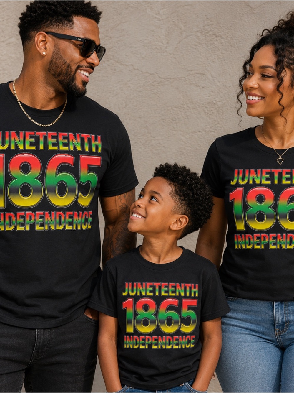 Black Kids Juneteenth 1865 Independence Graphic Tee - Bold Rasta Colors